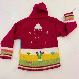 Peruvian handmade cardigan kids girls nature animals, 3T inca woven